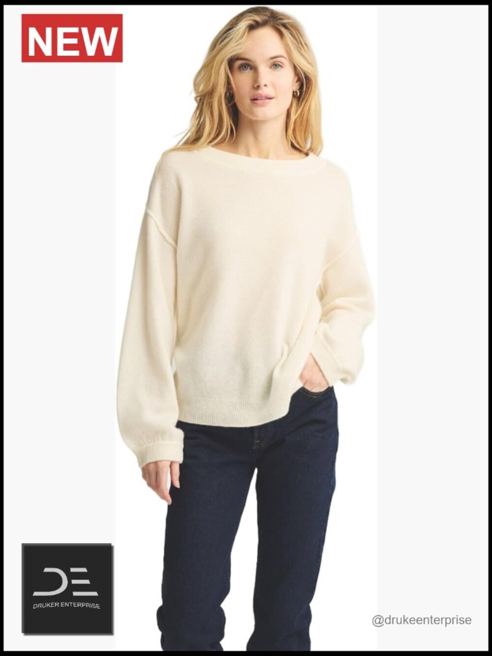 Lightweight Reversible Cashmere Wide Neck Pullover Sweater